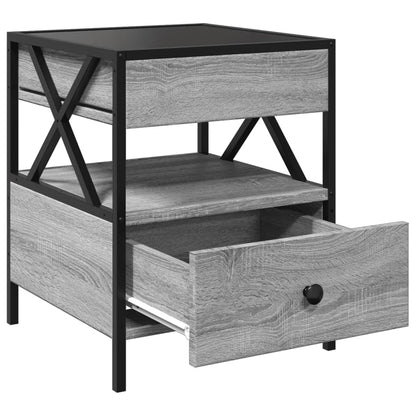 Comodino con LED Infinity Grigio Sonoma 40x40x51 cm