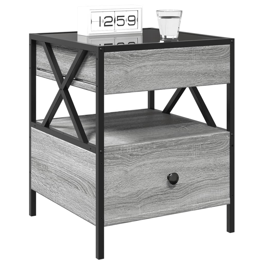 Comodino con LED Infinity Grigio Sonoma 40x40x51 cm | homemem39