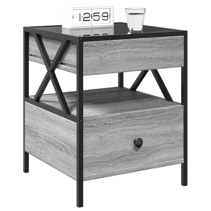 Comodino con LED Infinity Grigio Sonoma 40x40x51 cm | homemem39