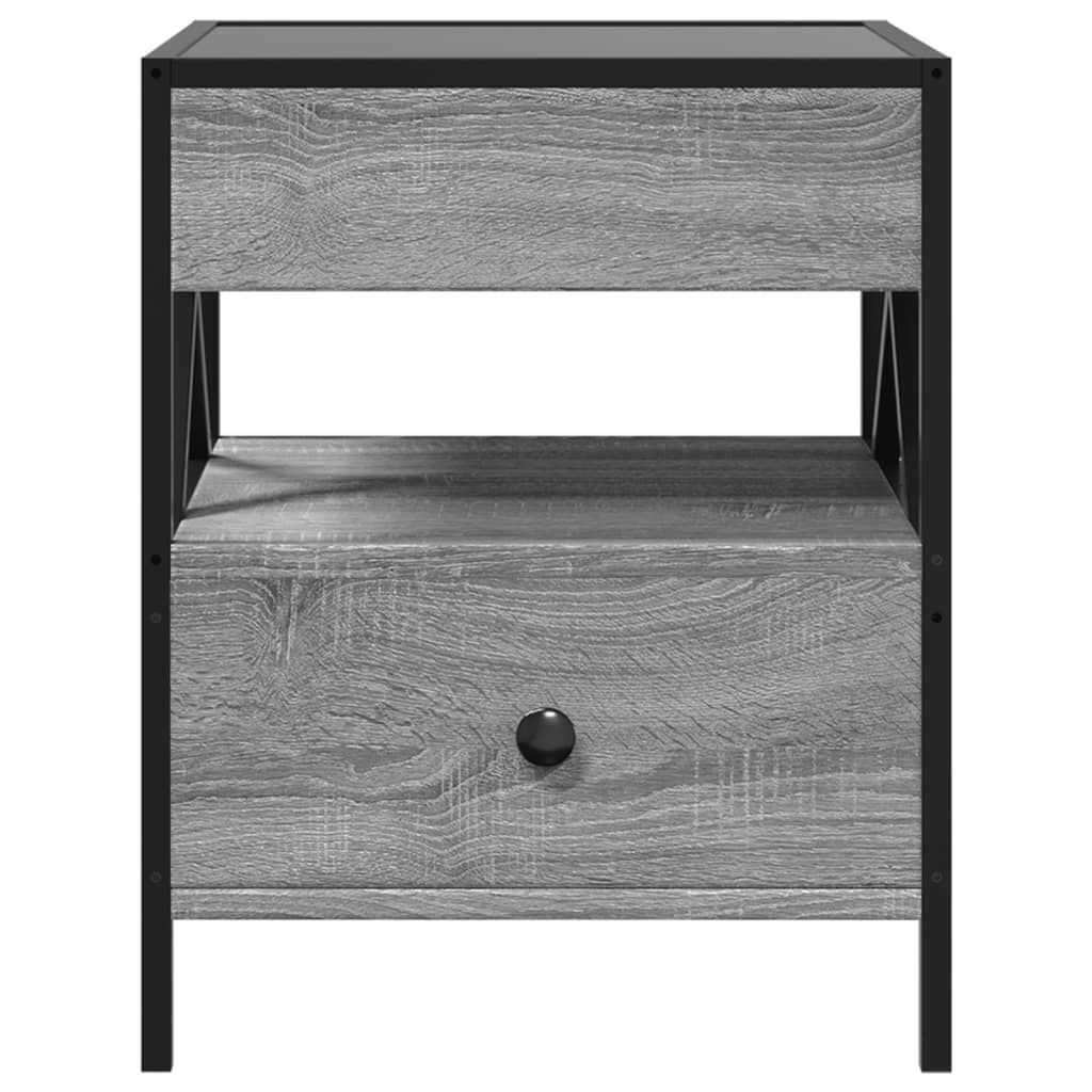 Comodino con LED Infinity Grigio Sonoma 40x40x51 cm | homemem39