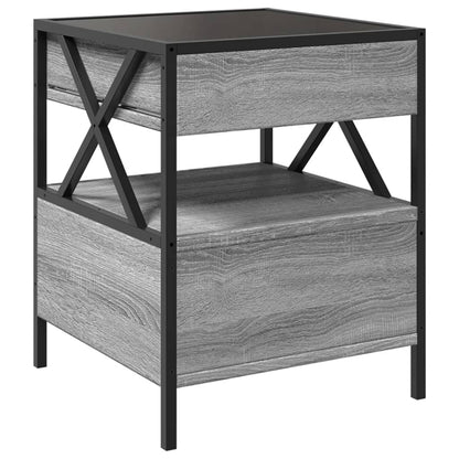Comodino con LED Infinity Grigio Sonoma 40x40x51 cm