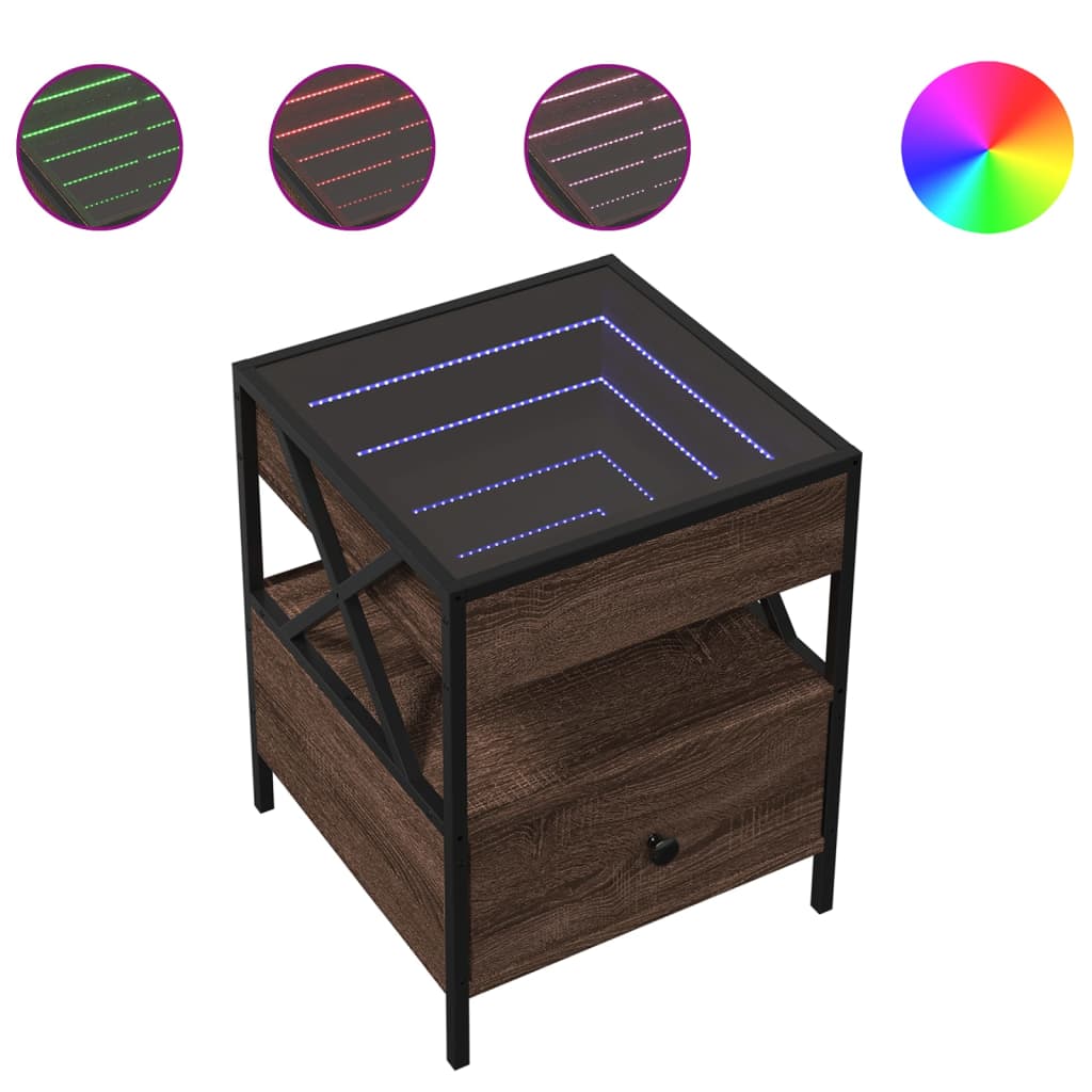 Comodino con LED Infinity Rovere Marrone 40x40x51 cm | homemem39