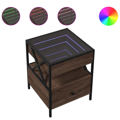 Comodino con LED Infinity Rovere Marrone 40x40x51 cm | homemem39
