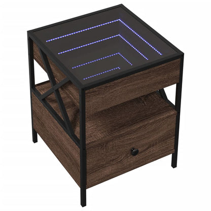 Comodino con LED Infinity Rovere Marrone 40x40x51 cm | homemem39