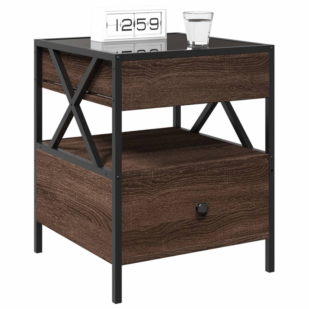 Comodino con LED Infinity Rovere Marrone 40x40x51 cm | homemem39