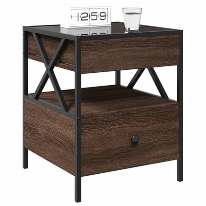 Comodino con LED Infinity Rovere Marrone 40x40x51 cm | homemem39