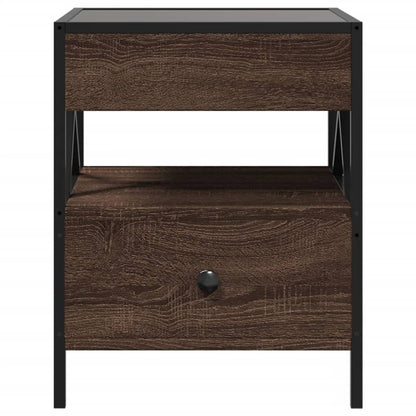 Comodino con LED Infinity Rovere Marrone 40x40x51 cm | homemem39