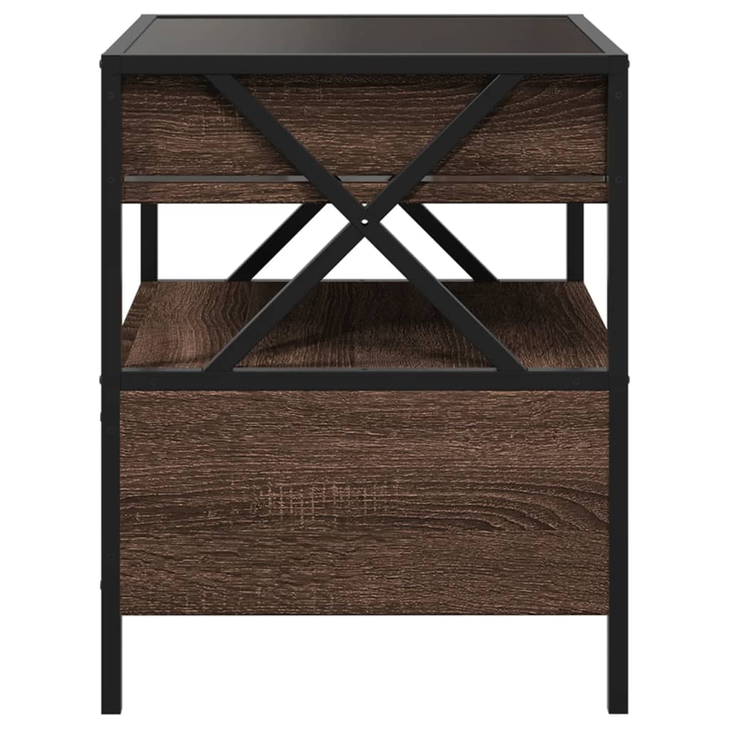 Comodino con LED Infinity Rovere Marrone 40x40x51 cm | homemem39