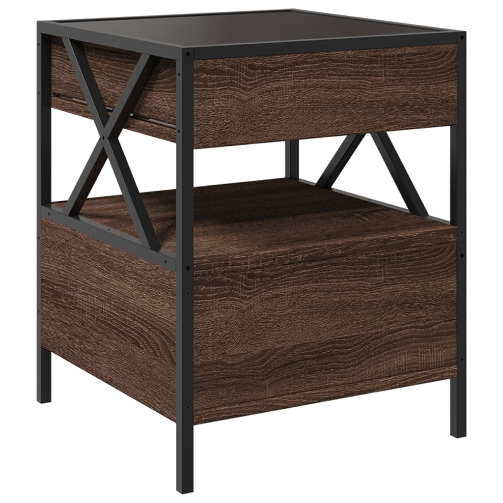 Comodino con LED Infinity Rovere Marrone 40x40x51 cm | homemem39
