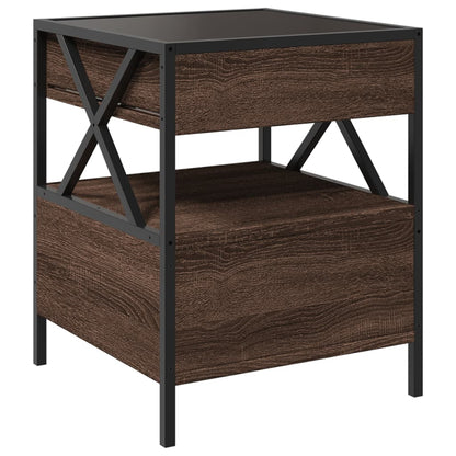 Comodino con LED Infinity Rovere Marrone 40x40x51 cm | homemem39