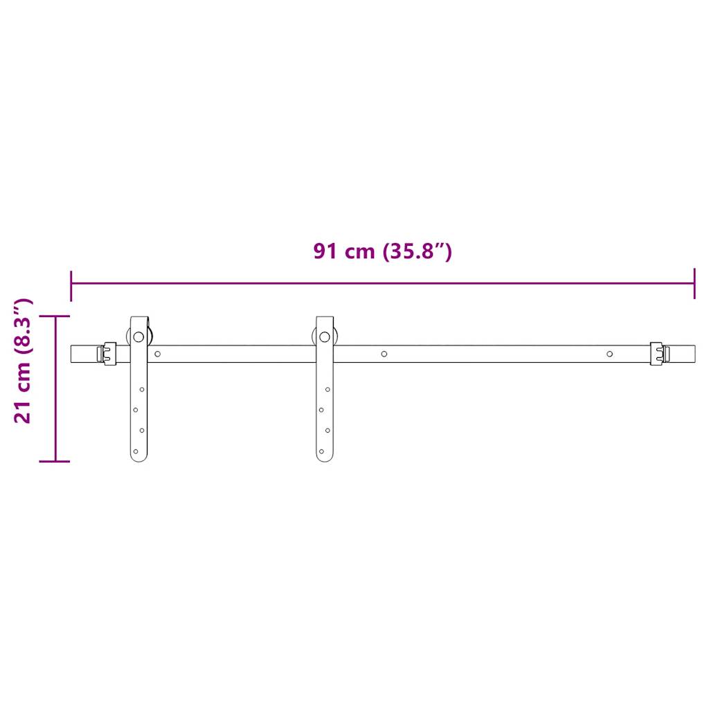 Kit Anta Scorrevole per Armadio 91 cm in Acciaio al Carbonio | homemem39