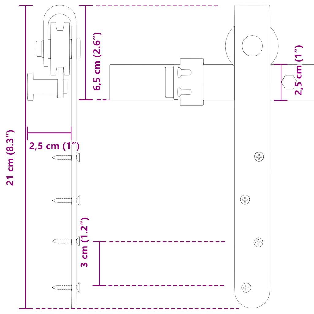 Kit Anta Scorrevole per Armadio 91 cm in Acciaio al Carbonio | homemem39