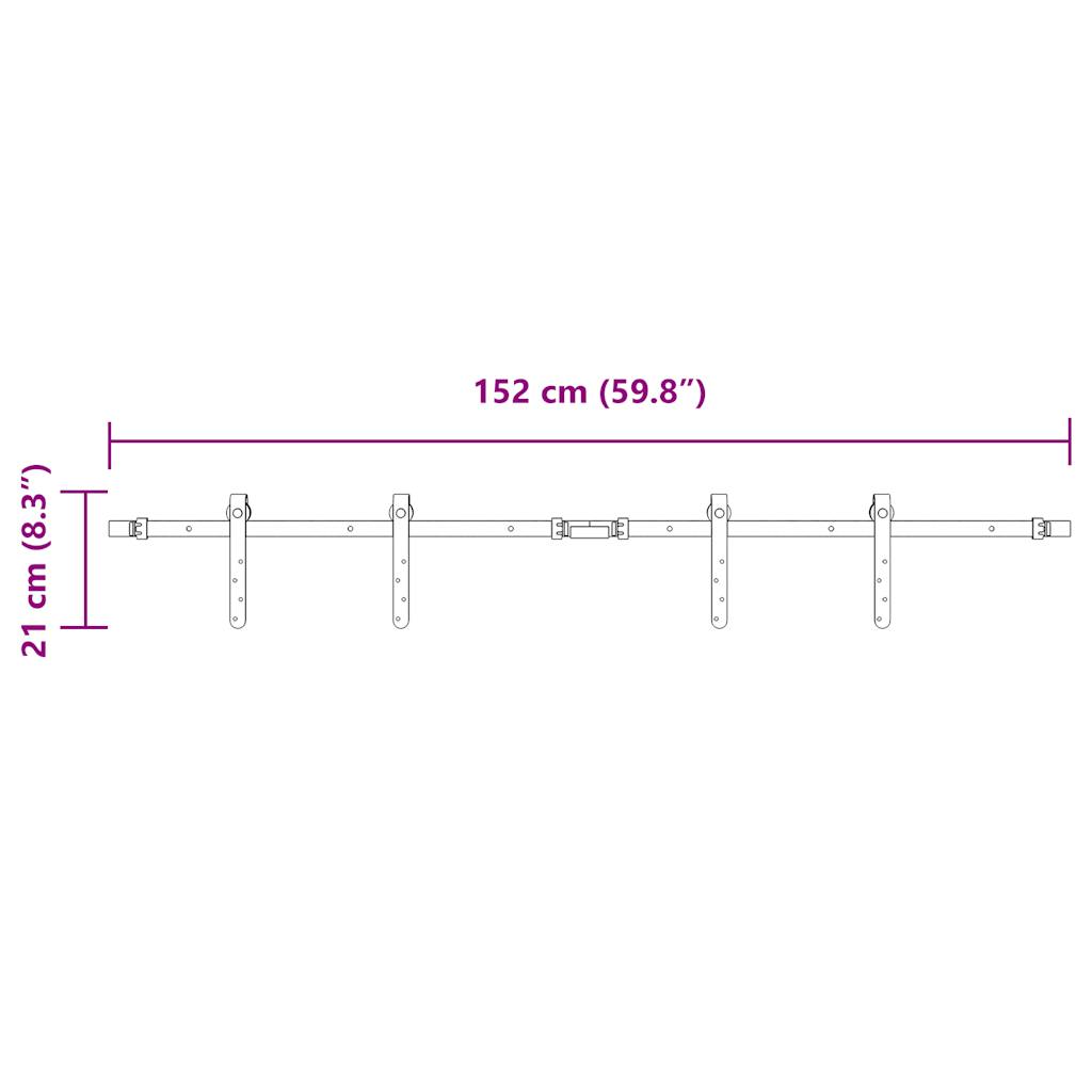 Kit Anta Scorrevole per Armadio 152 cm in Acciaio al Carbonio | homemem39
