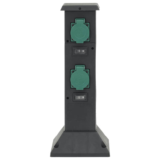 Colonna con Presa da Esterno a 4 Vie Nera e Verde 16x16x39,5cm | homemem39