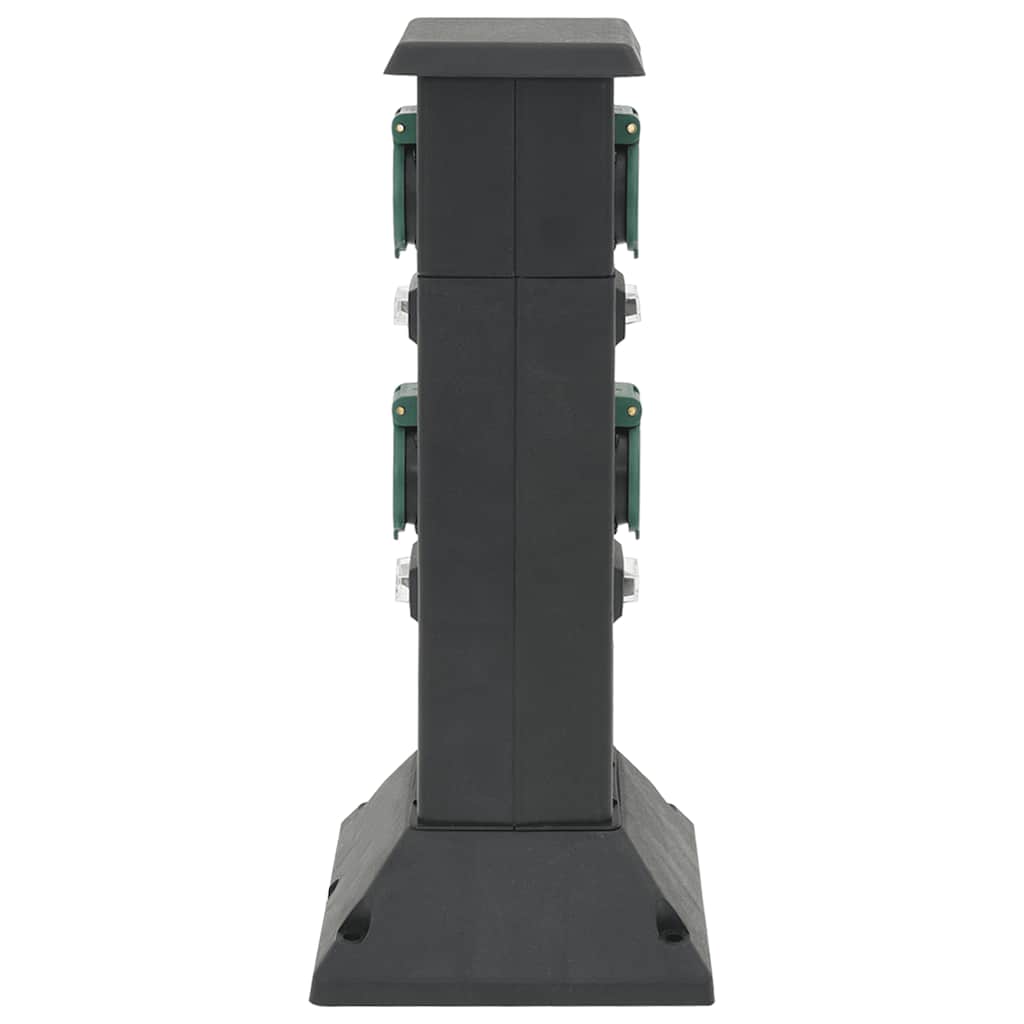 Colonna con Presa da Esterno a 4 Vie Nera e Verde 16x16x39,5cm - homemem39