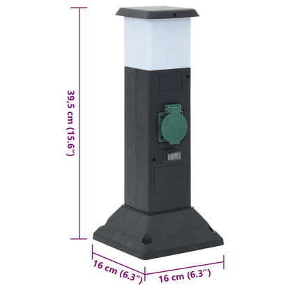 Colonna Presa Esterno con Lampada e Picchetto 2Vie 16x16x39,5cm | homemem39