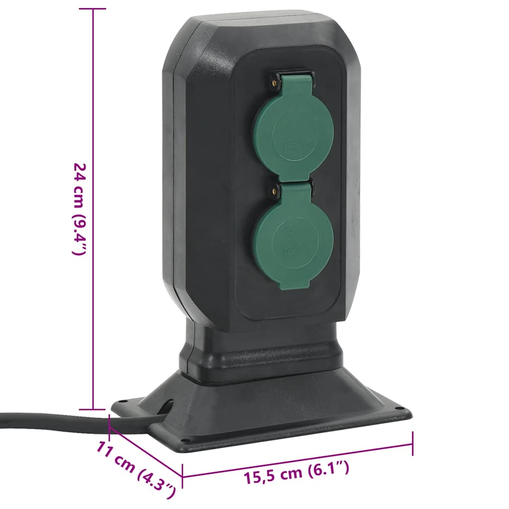 Presa da Esterno con Picchetto 2 Vie Nera e Verde 15,5x11x24cm | homemem39