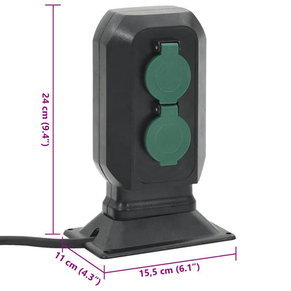 Presa da Esterno con Picchetto 2 Vie Nera e Verde 15,5x11x24cm | homemem39