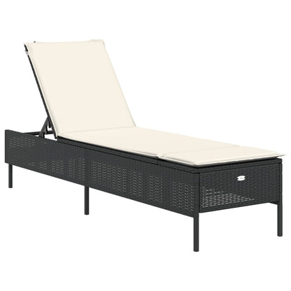 Set Lettini Prendisole con Cuscini 3pz Nero in Polyrattan