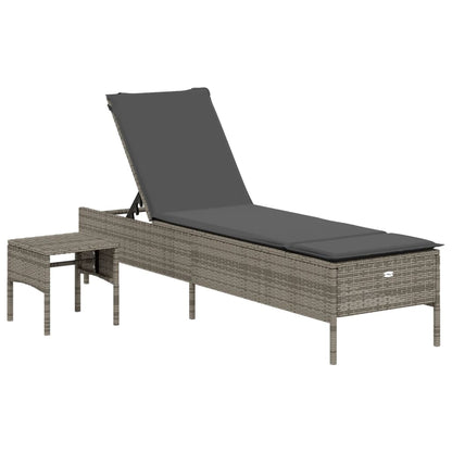 Set Lettini Prendisole con Cuscini 3pz Grigio in Polyrattan