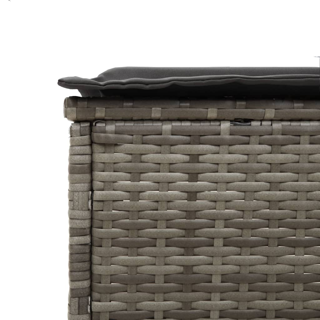 Set Lettini Prendisole con Cuscini 3pz Grigio in Polyrattan