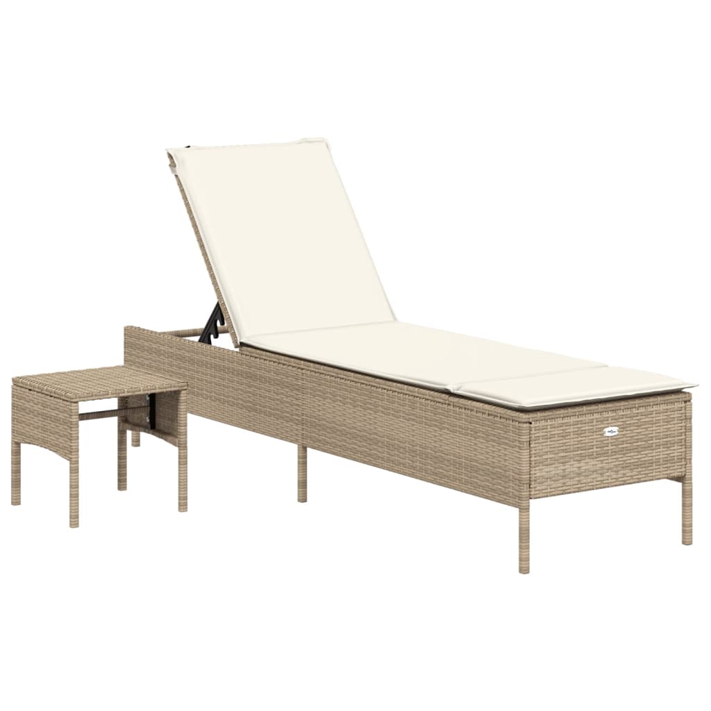 Set Lettini Prendisole con Cuscini 3pz Beige in Polyrattan