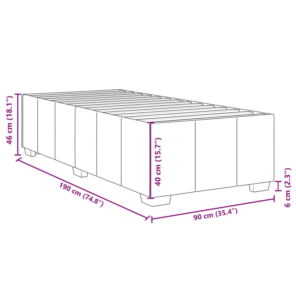 Giroletto senza Materasso Grigio Scuro 90x190 cm Tessuto | homemem39
