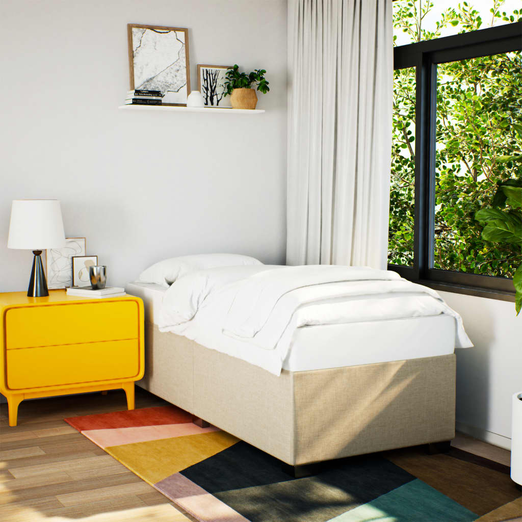 Giroletto a Molle con Materasso Crema 90x200 cm inTessuto | homemem39
