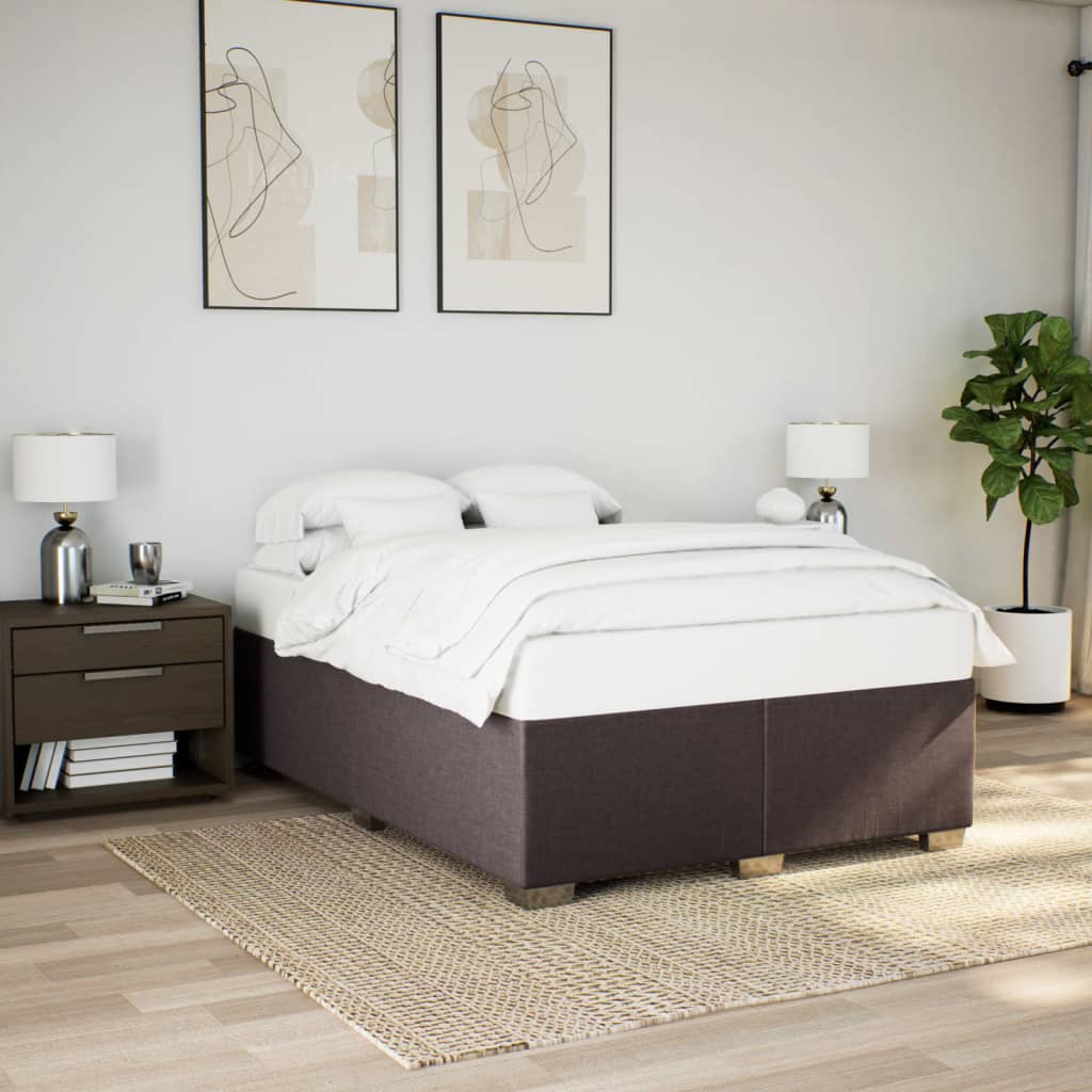 Giroletto a Molle con Materasso Marrone Scuro 160x200cm Tessuto | homemem39