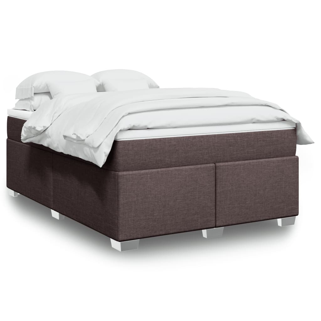 Giroletto a Molle con Materasso Marrone Scuro 160x200cm Tessuto | homemem39