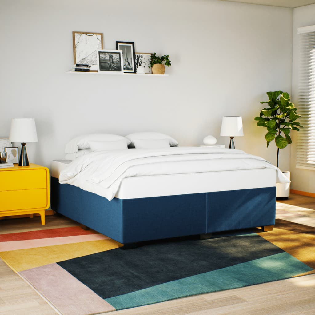 Giroletto a Molle con Materasso Blu 200x200 cm in Tessuto | homemem39