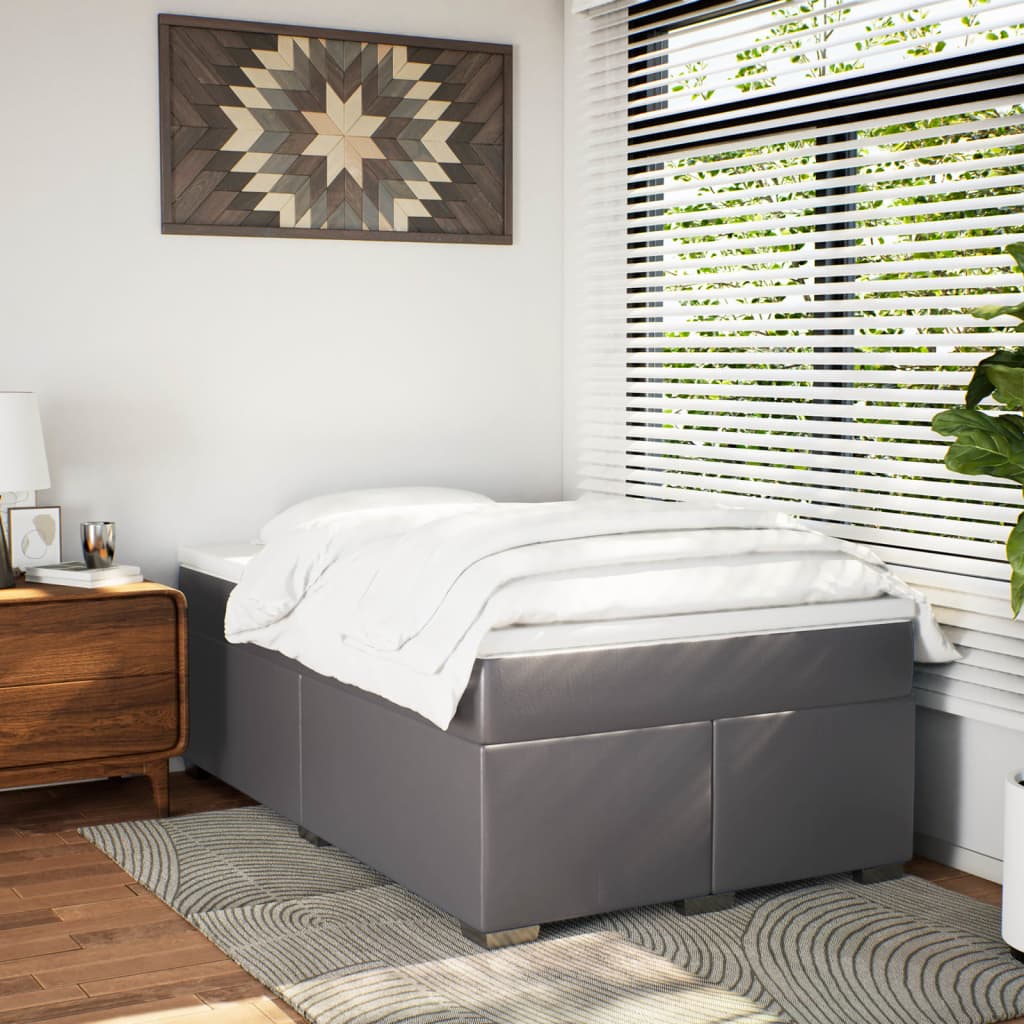 Giroletto a Molle con Materasso Grigio 120x190 cm in Similpelle | homemem39