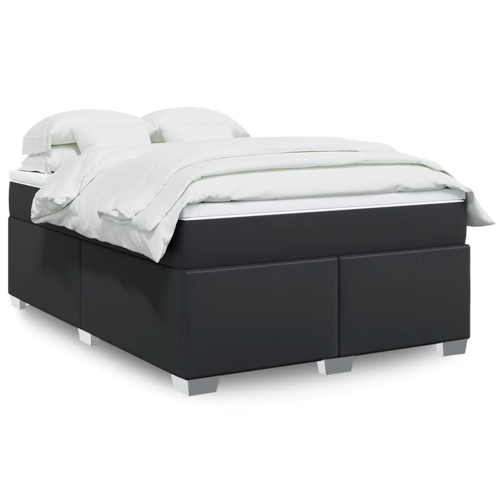 Giroletto a Molle con Materasso Nero 140x190 cm in Similpelle | homemem39
