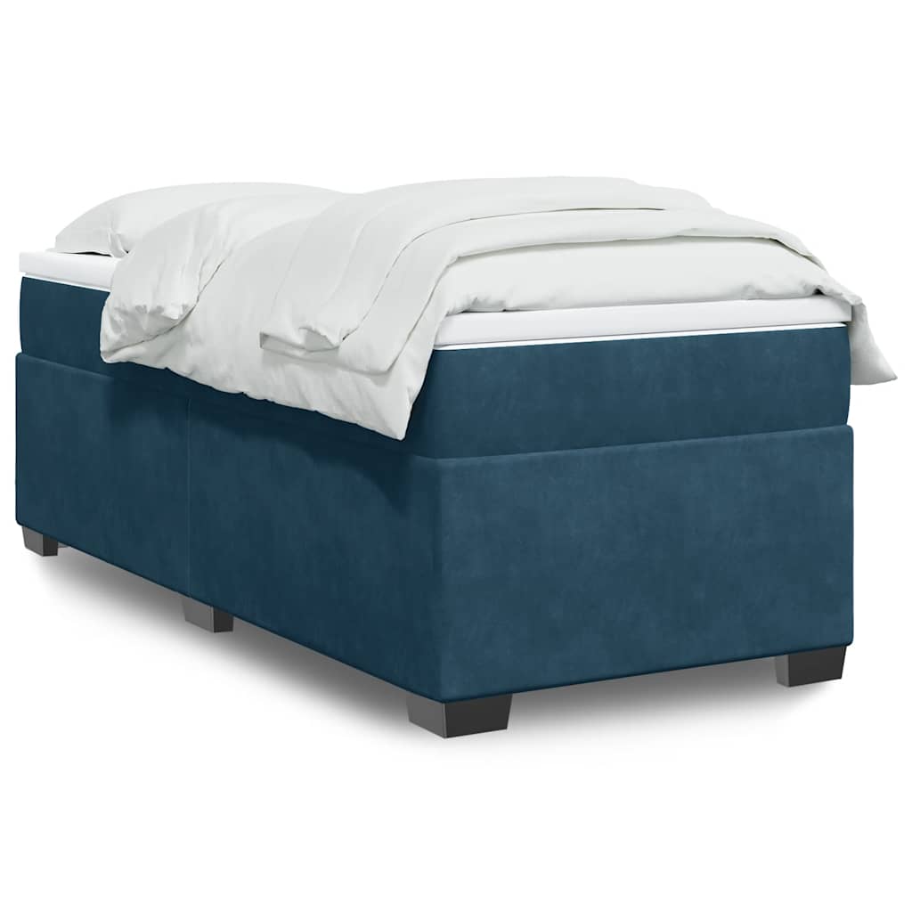 Giroletto a Molle con Materasso Blu Scuro 100x200 cm in Velluto | homemem39