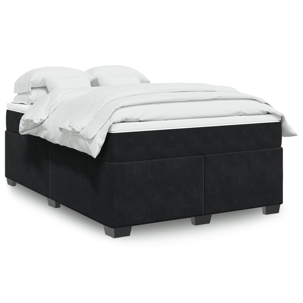 Giroletto a Molle con Materasso Nero 140x190 cm in Velluto | homemem39