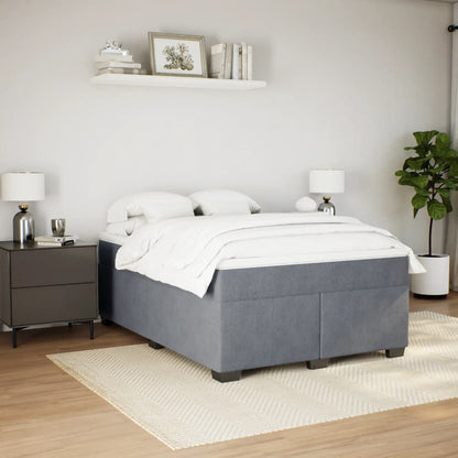 Giroletto a Molle con Materasso Grigio Scuro 160x200 cm Velluto