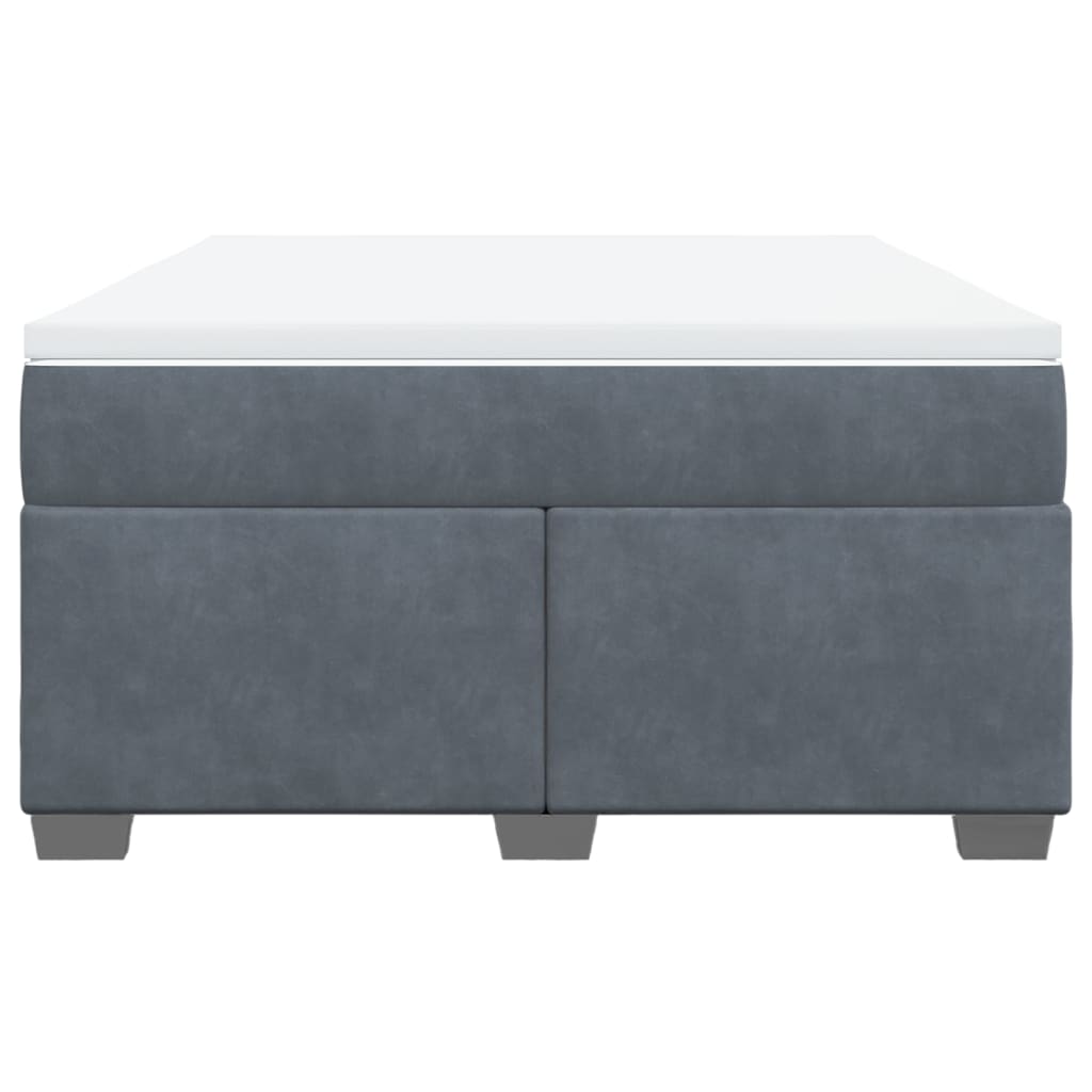 Giroletto a Molle con Materasso Grigio Scuro 160x200 cm Velluto