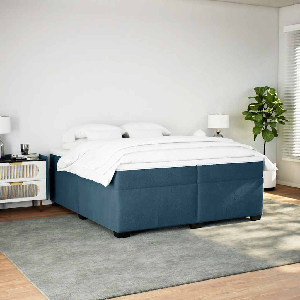 Giroletto a Molle con Materasso Blu Scuro 200x200 cm in Velluto | homemem39