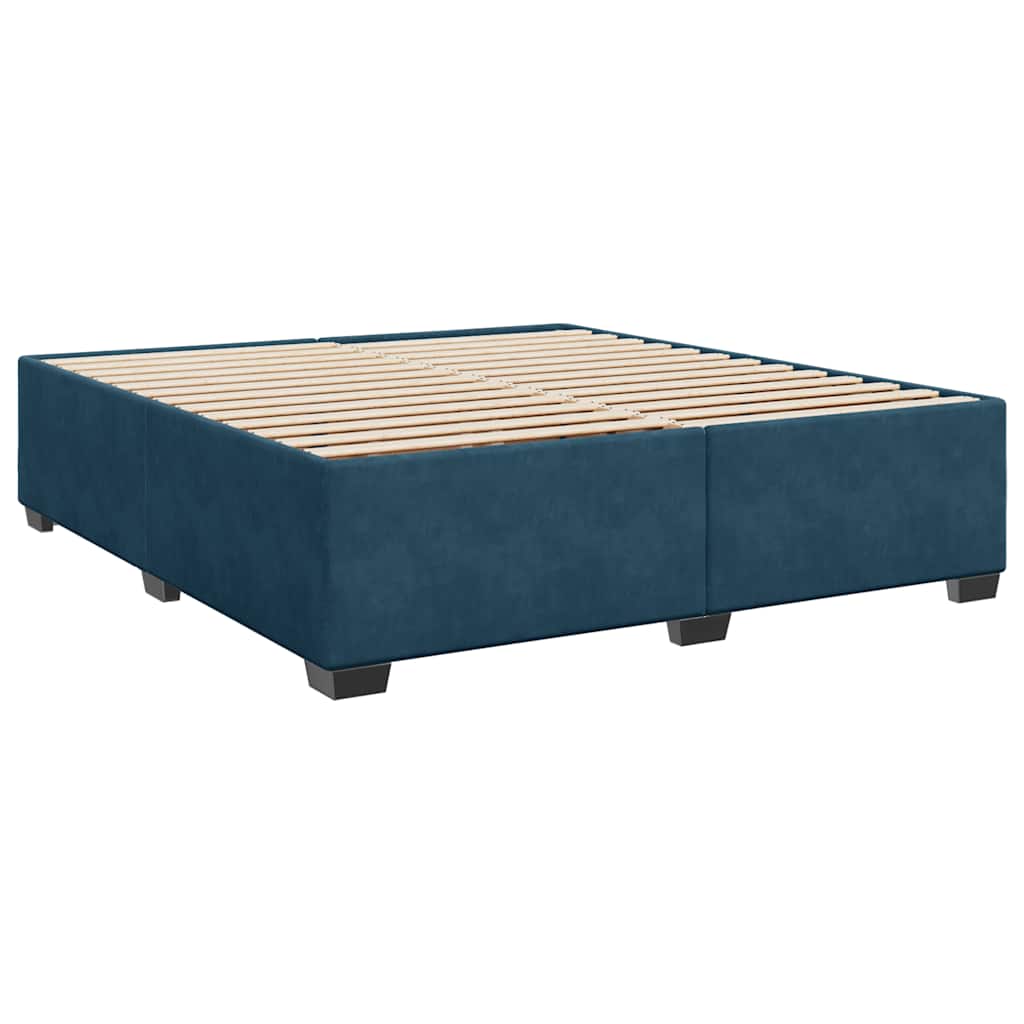 Giroletto a Molle con Materasso Blu Scuro 200x200 cm in Velluto | homemem39