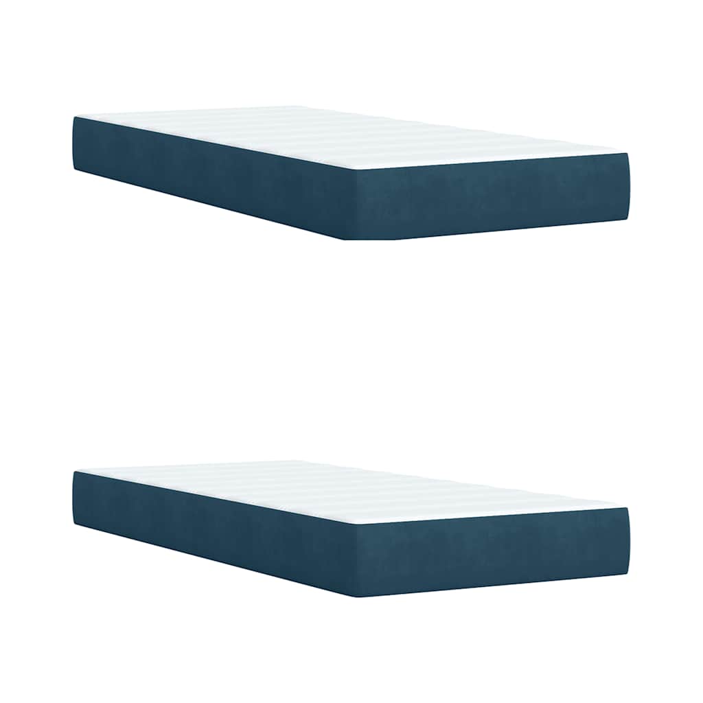 Giroletto a Molle con Materasso Blu Scuro 200x200 cm in Velluto | homemem39