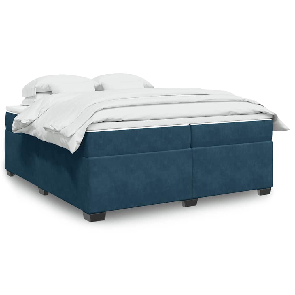 Giroletto a Molle con Materasso Blu Scuro 200x200 cm in Velluto | homemem39