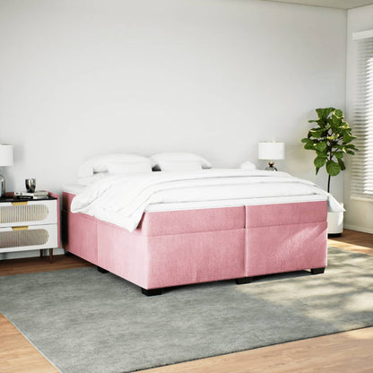 Giroletto a Molle con Materasso Rosa 200x200 cm in Velluto - homemem39