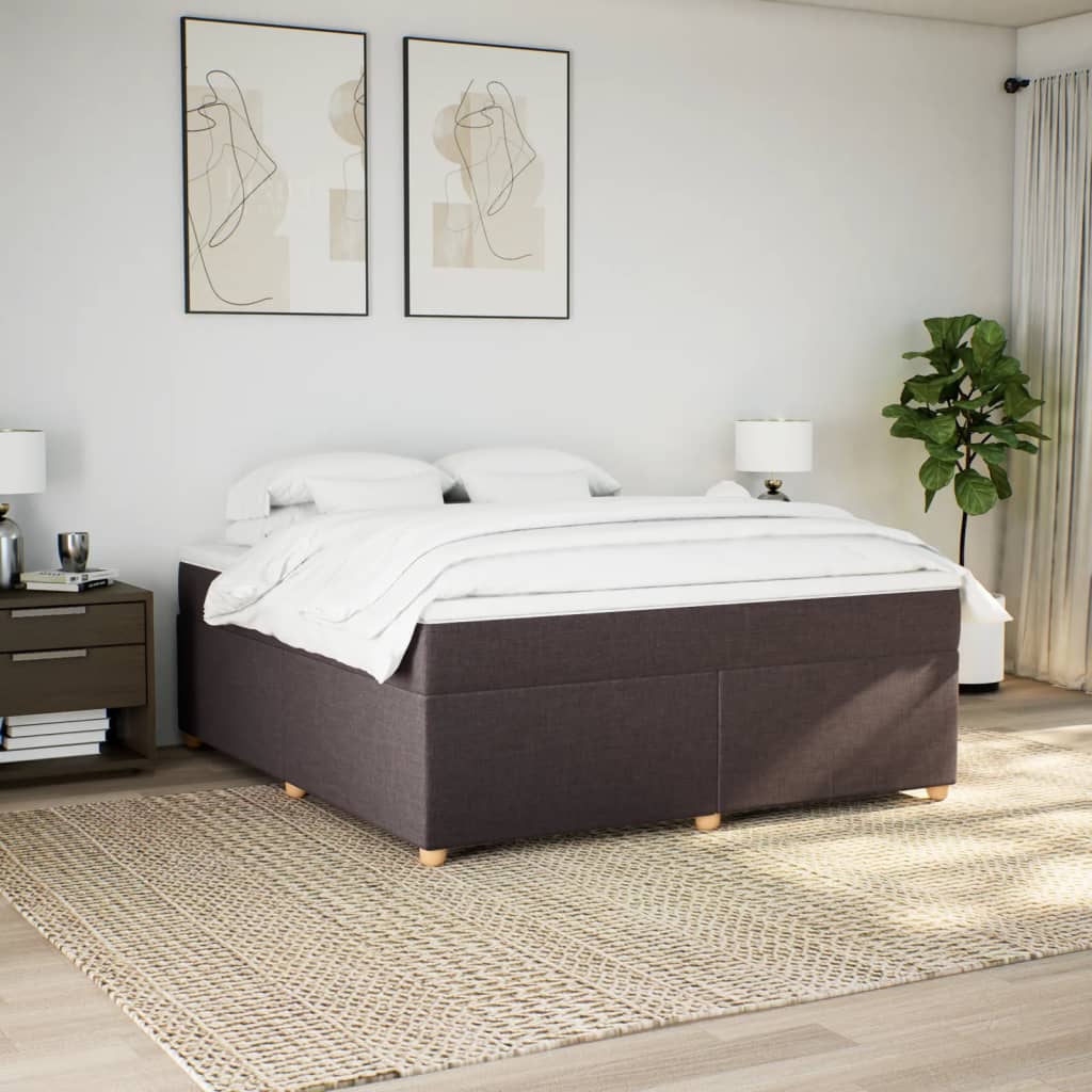 Giroletto a Molle con Materasso Marrone Scuro 180x200cm Tessuto | homemem39