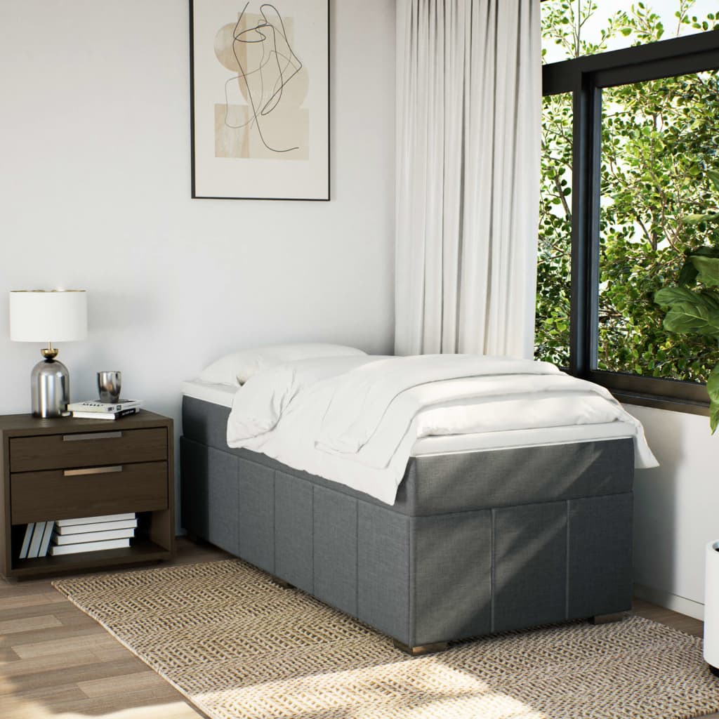Giroletto a Molle con Materasso Grigio Scuro 90x190 cm Tessuto | homemem39
