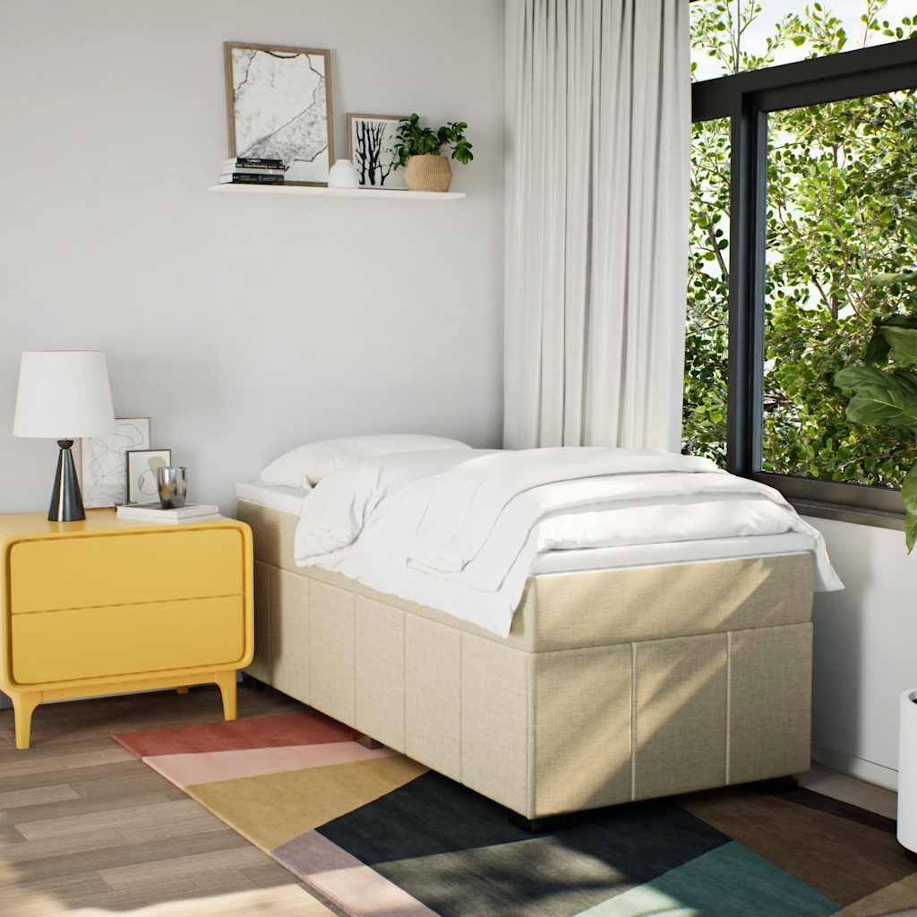 Giroletto a Molle con Materasso Crema 100x200 cm in Tessuto | homemem39