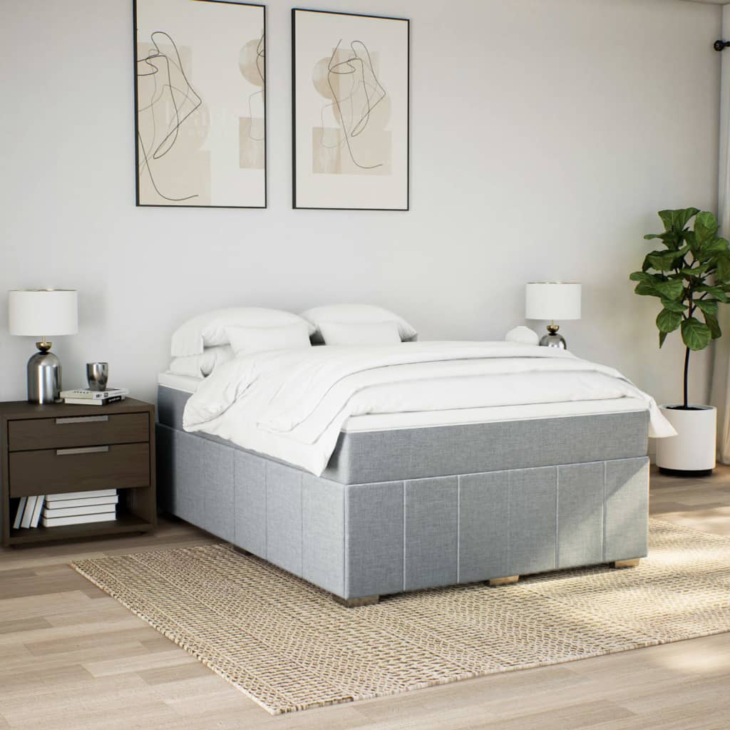 Giroletto a Molle con Materasso Grigio Chiaro 140x190cm Tessuto | homemem39