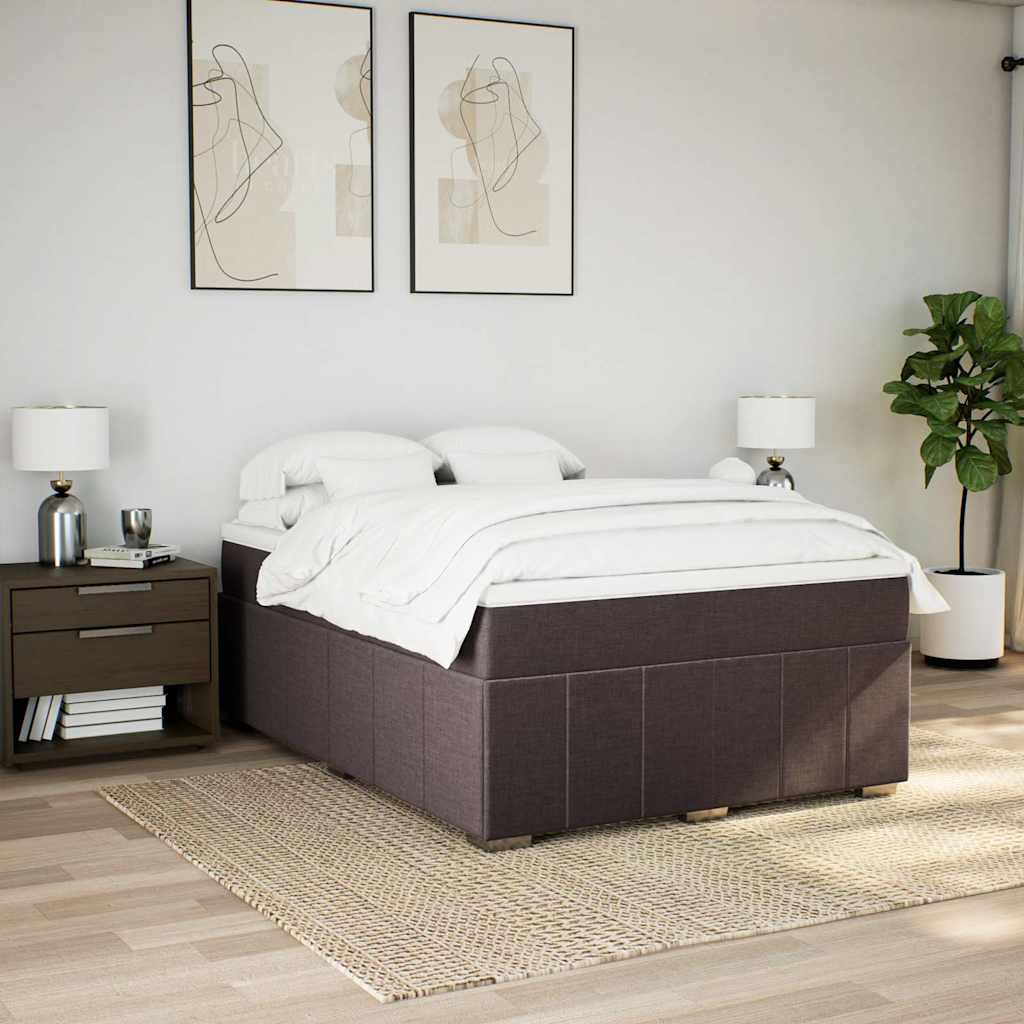 Giroletto a Molle con Materasso Marrone Scuro 140x190cm Tessuto | homemem39