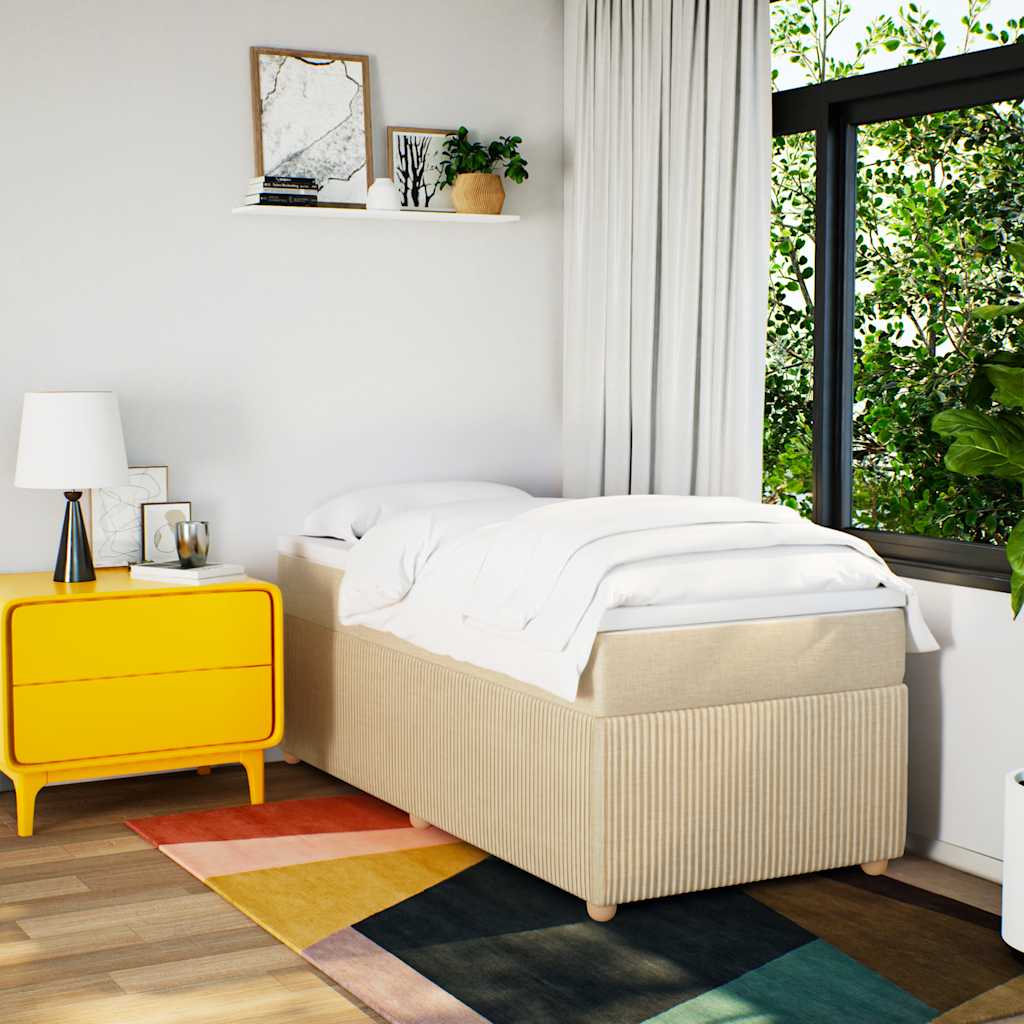 Giroletto a Molle con Materasso Crema 100x200 cm in Tessuto - homemem39