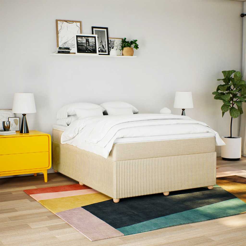 Giroletto a Molle con Materasso Crema 140x200 cm in Tessuto | homemem39