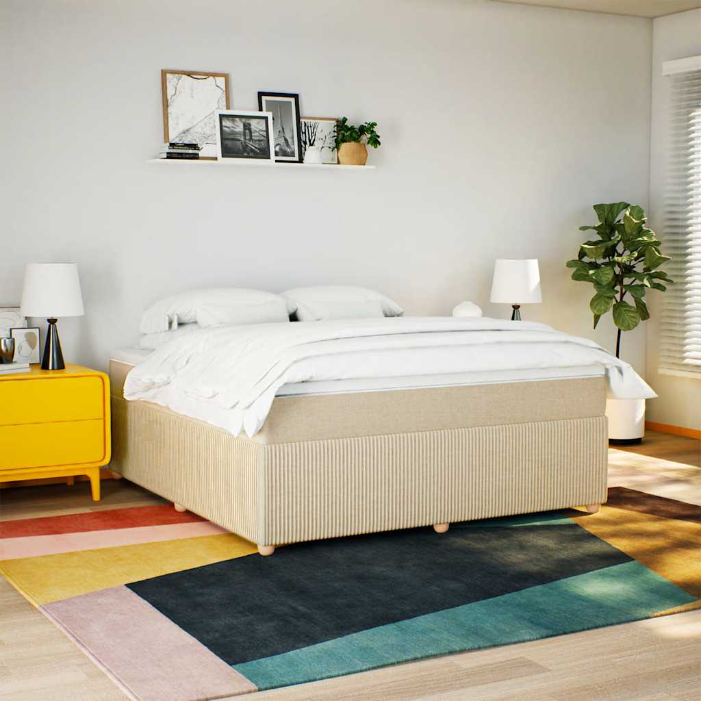 Giroletto a Molle con Materasso Crema 180x200 cm in Tessuto | homemem39